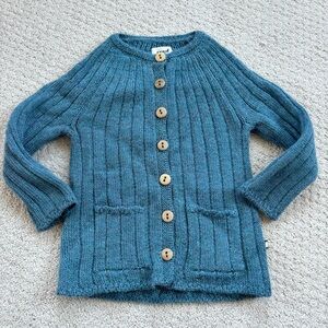 Oeuf alpaca Blue everyday ribbed cardigan sweater